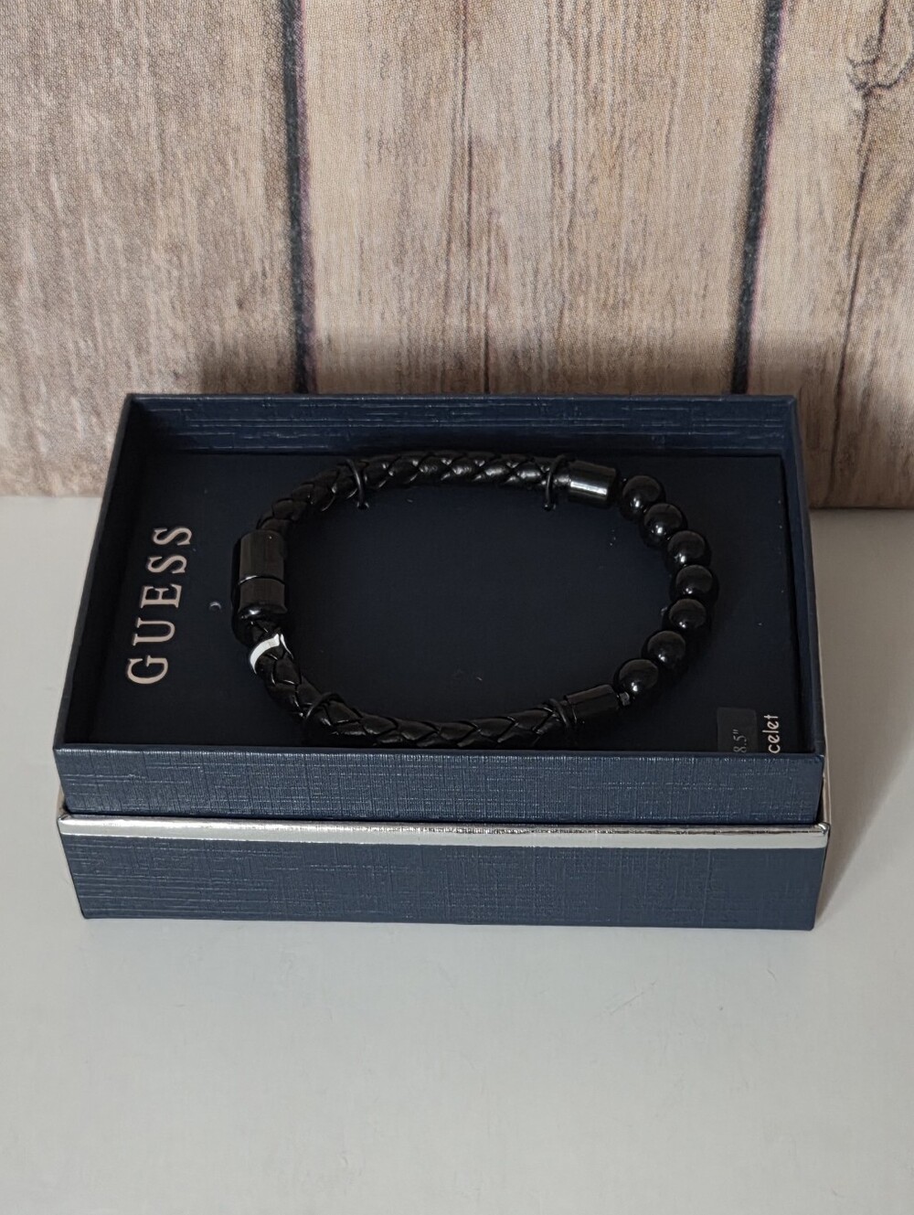 GUESS Black Beaded & Braided Bracelet NIB - Picture 2 of 8